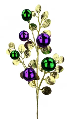 26" Metallic Ball, Eucalyptus Spray: Mardi Gras - 63568MG