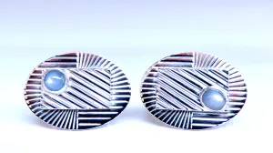 2ct Natural Sapphire Art Deco Cufflinks 14kt 12478