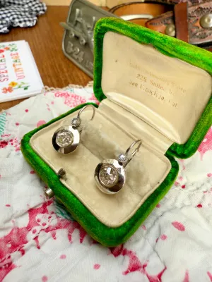 3.52ctw Diamond Drop Earrings, Two Tone 18k