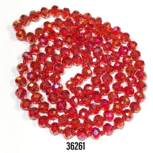 60" Bead Necklace || METALLIC RED