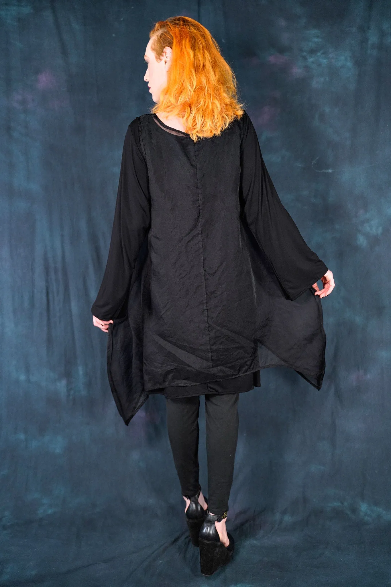 6113 B Drop side Organza Shift Noir-Printed