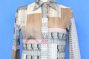 70s Ego Chicago Geometric Nylon Disco Shirt Women's Medium