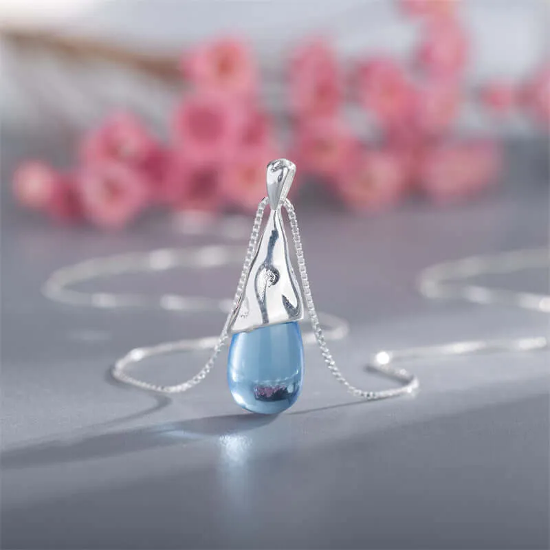 925 Silver Teardrop Cat's Eye Necklace