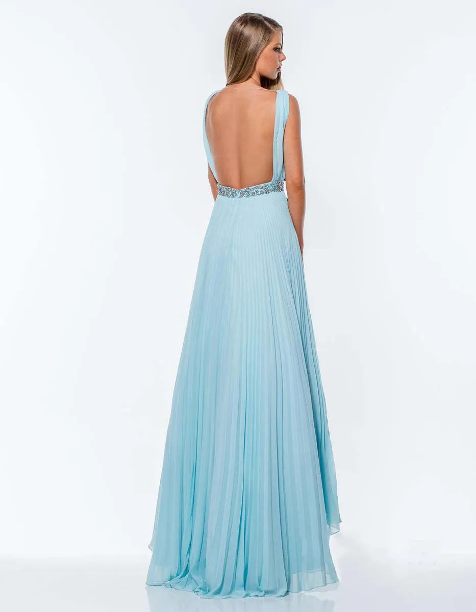 A-line plunging v-neck dress with wide strap