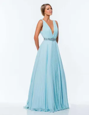 A-line plunging v-neck dress with wide strap