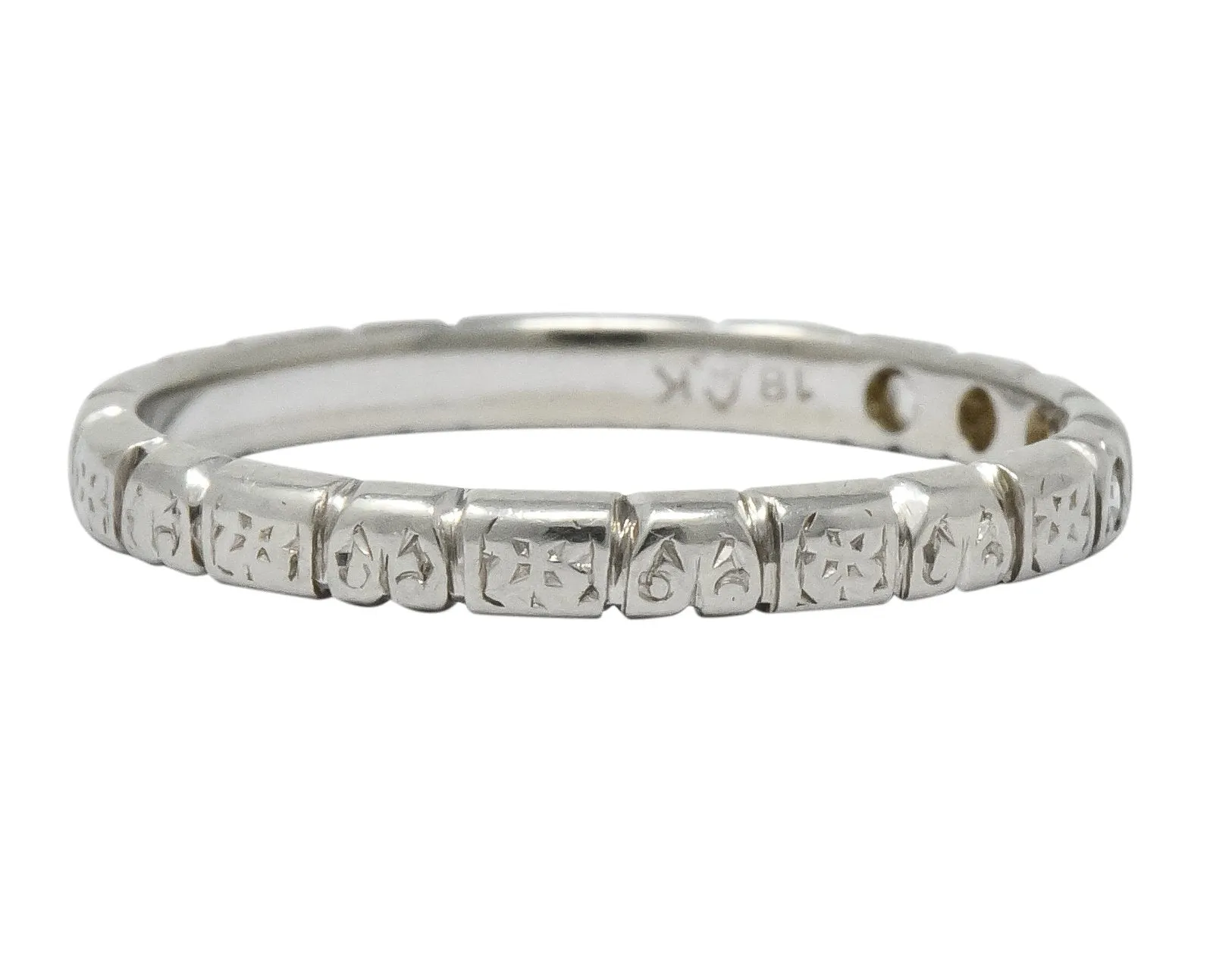 Abel Bros. & Co. Art Deco Diamond 18 Karat White Gold Stackable Band Ring
