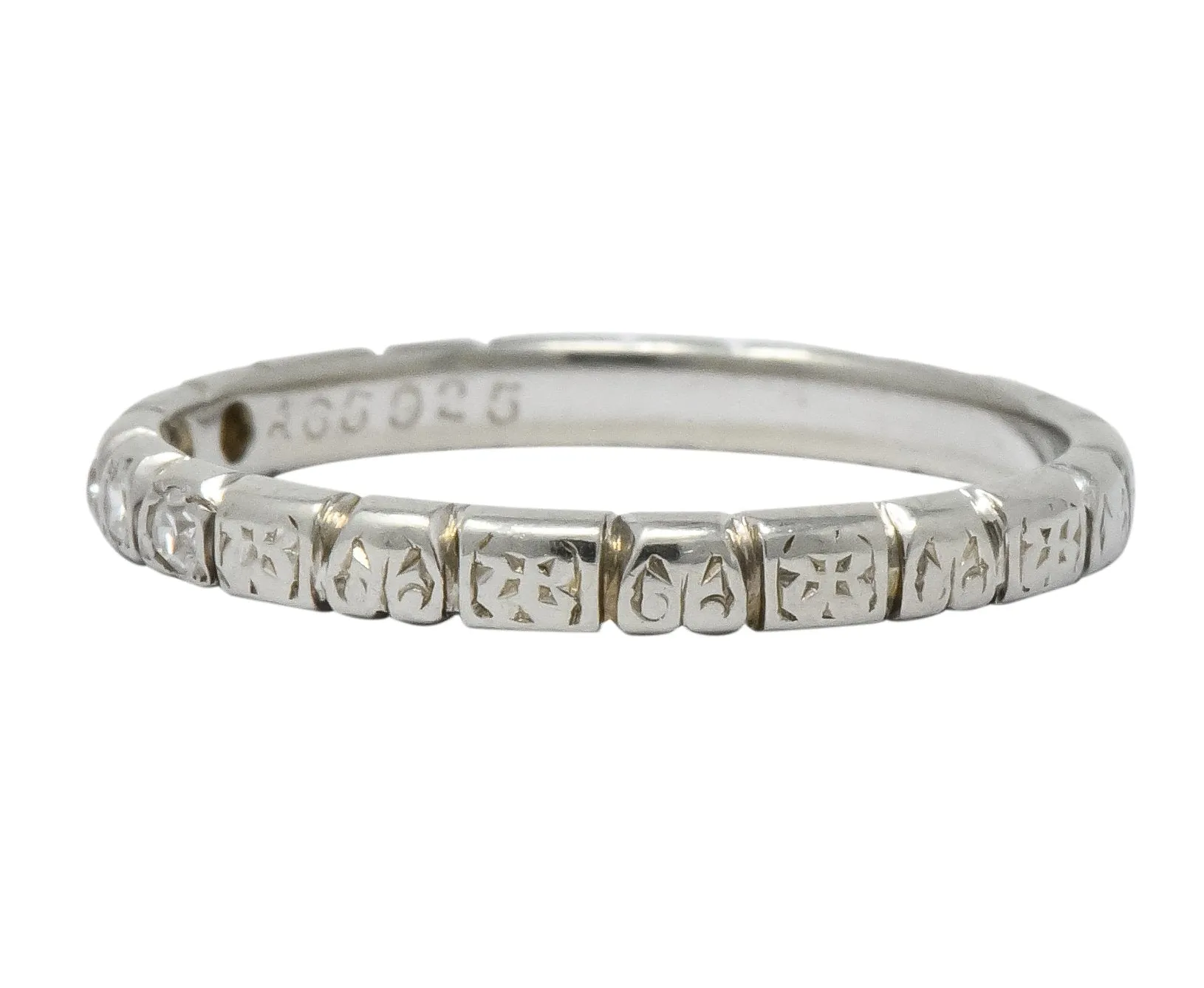 Abel Bros. & Co. Art Deco Diamond 18 Karat White Gold Stackable Band Ring