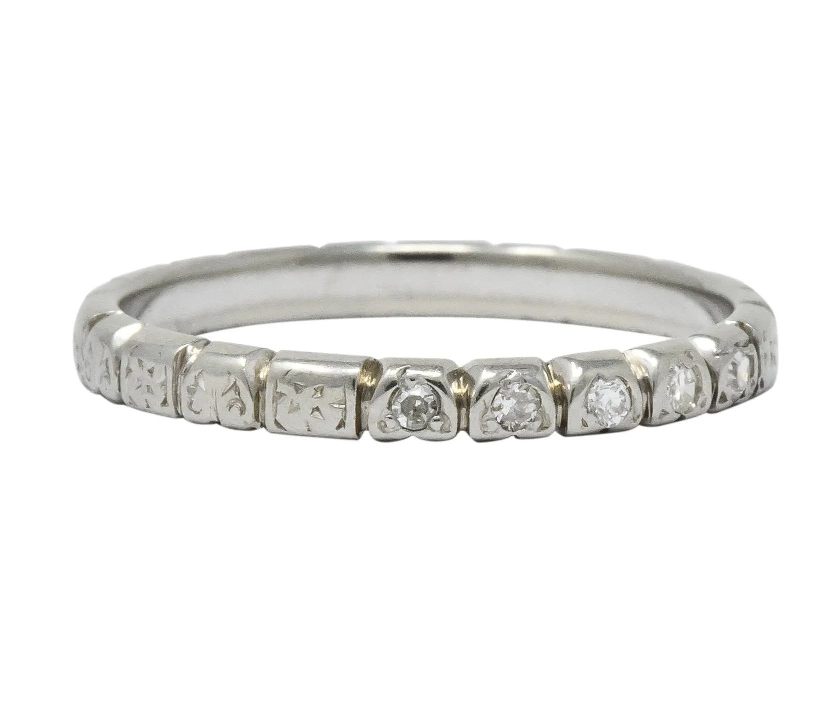 Abel Bros. & Co. Art Deco Diamond 18 Karat White Gold Stackable Band Ring