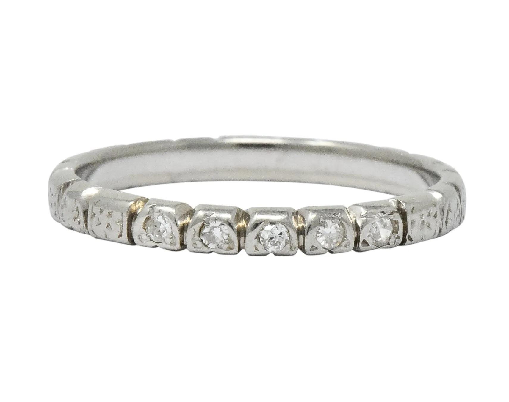 Abel Bros. & Co. Art Deco Diamond 18 Karat White Gold Stackable Band Ring