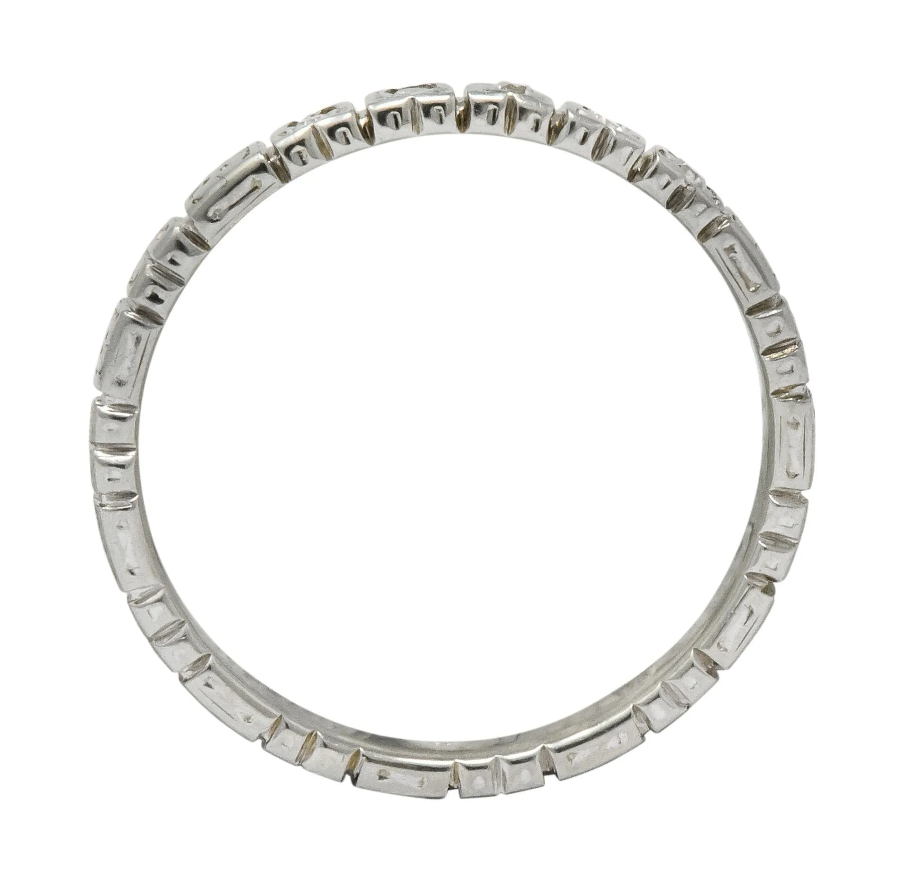 Abel Bros. & Co. Art Deco Diamond 18 Karat White Gold Stackable Band Ring
