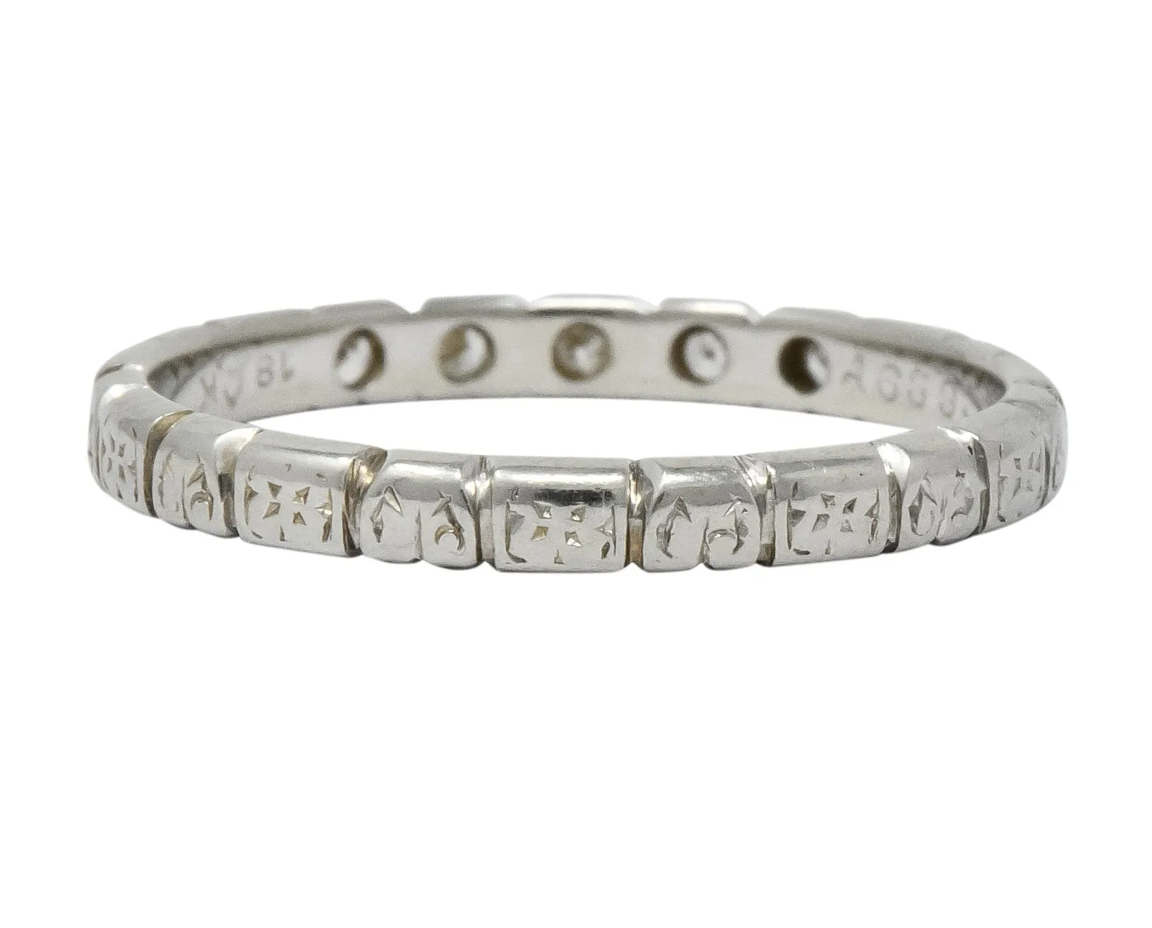 Abel Bros. & Co. Art Deco Diamond 18 Karat White Gold Stackable Band Ring