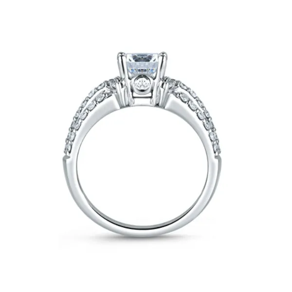 A.JAFFE 18K White Gold Three Row Multi-Side Stone Ring ME1288/58