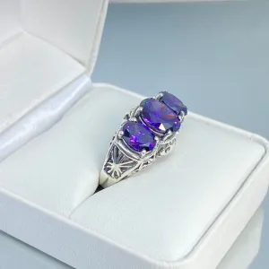 Amethyst CZ Ring, Cocktail Ring, Art Deco Jewelry #D36