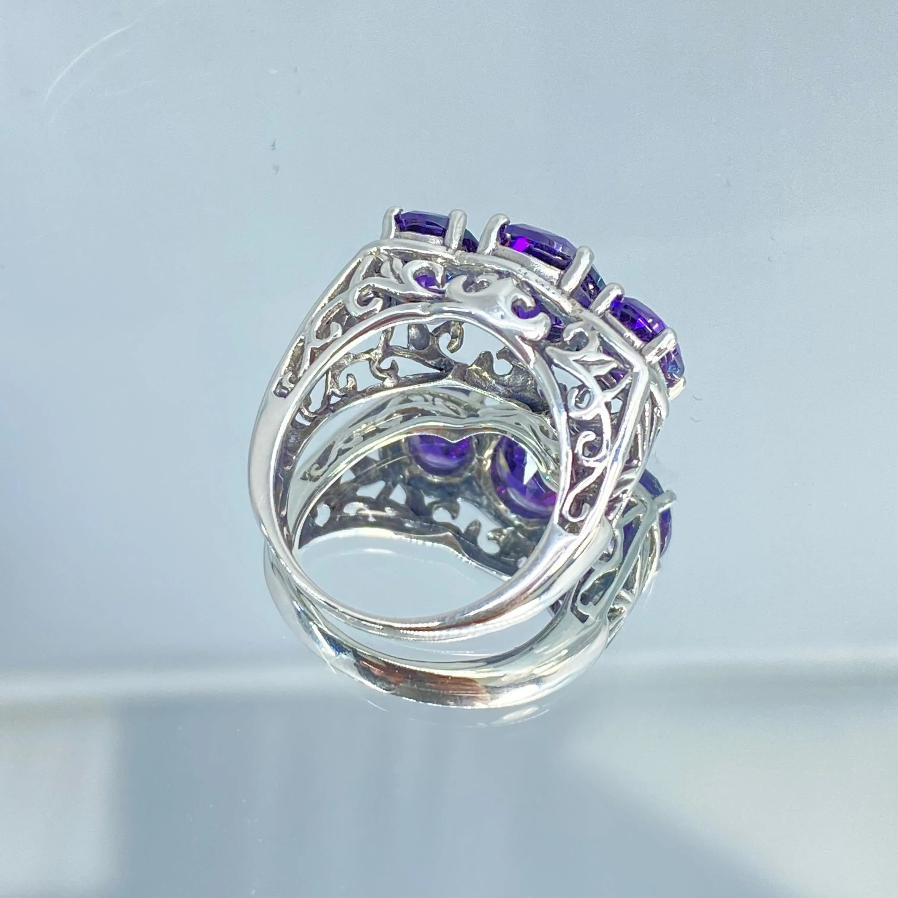 Amethyst CZ Ring, Size 6.5 Ring, Cocktail Ring, Art Deco Jewelry #D36 - Ready to Ship
