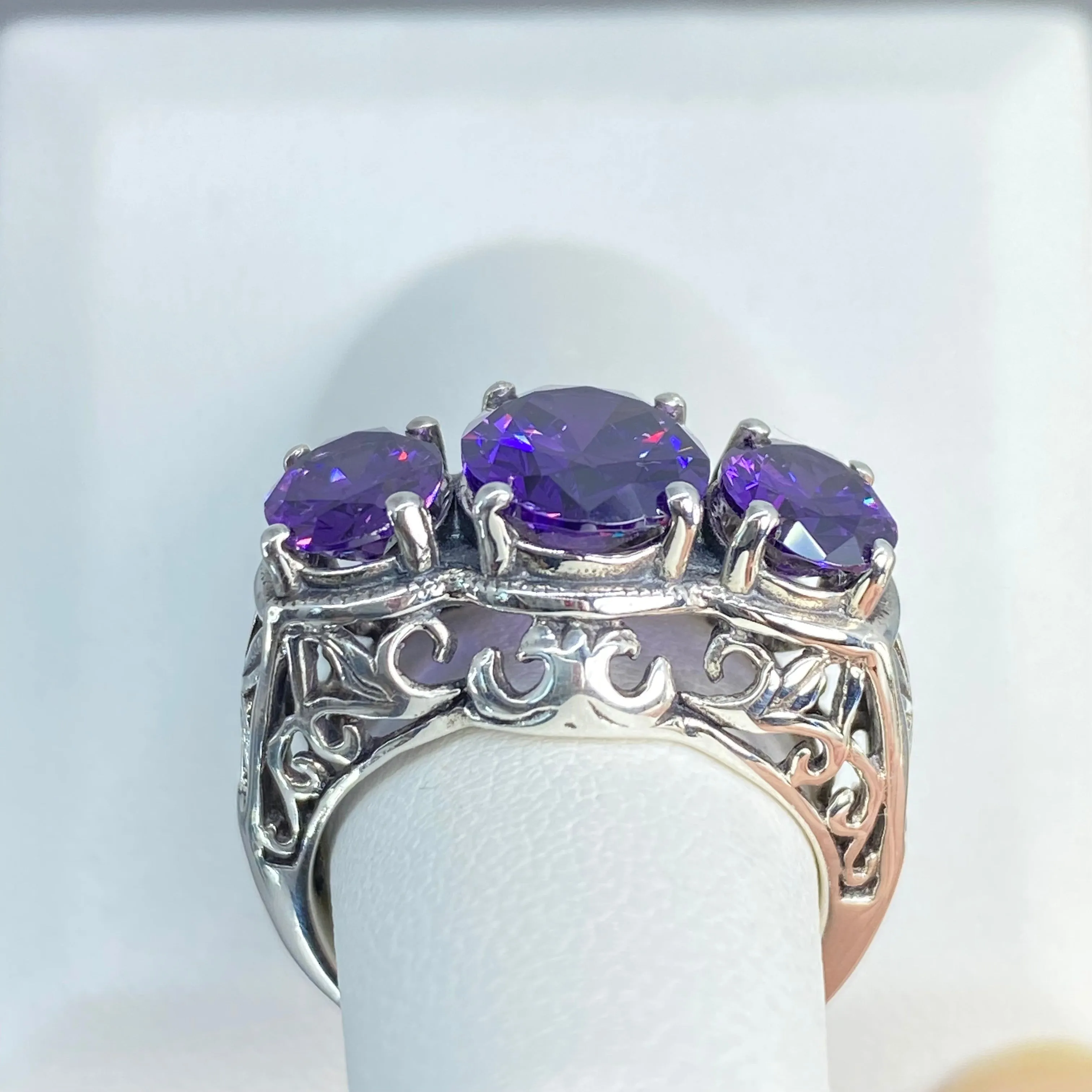 Amethyst CZ Ring, Size 6.5 Ring, Cocktail Ring, Art Deco Jewelry #D36 - Ready to Ship