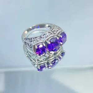 Amethyst CZ Ring, Size 6.5 Ring, Cocktail Ring, Art Deco Jewelry #D36 - Ready to Ship