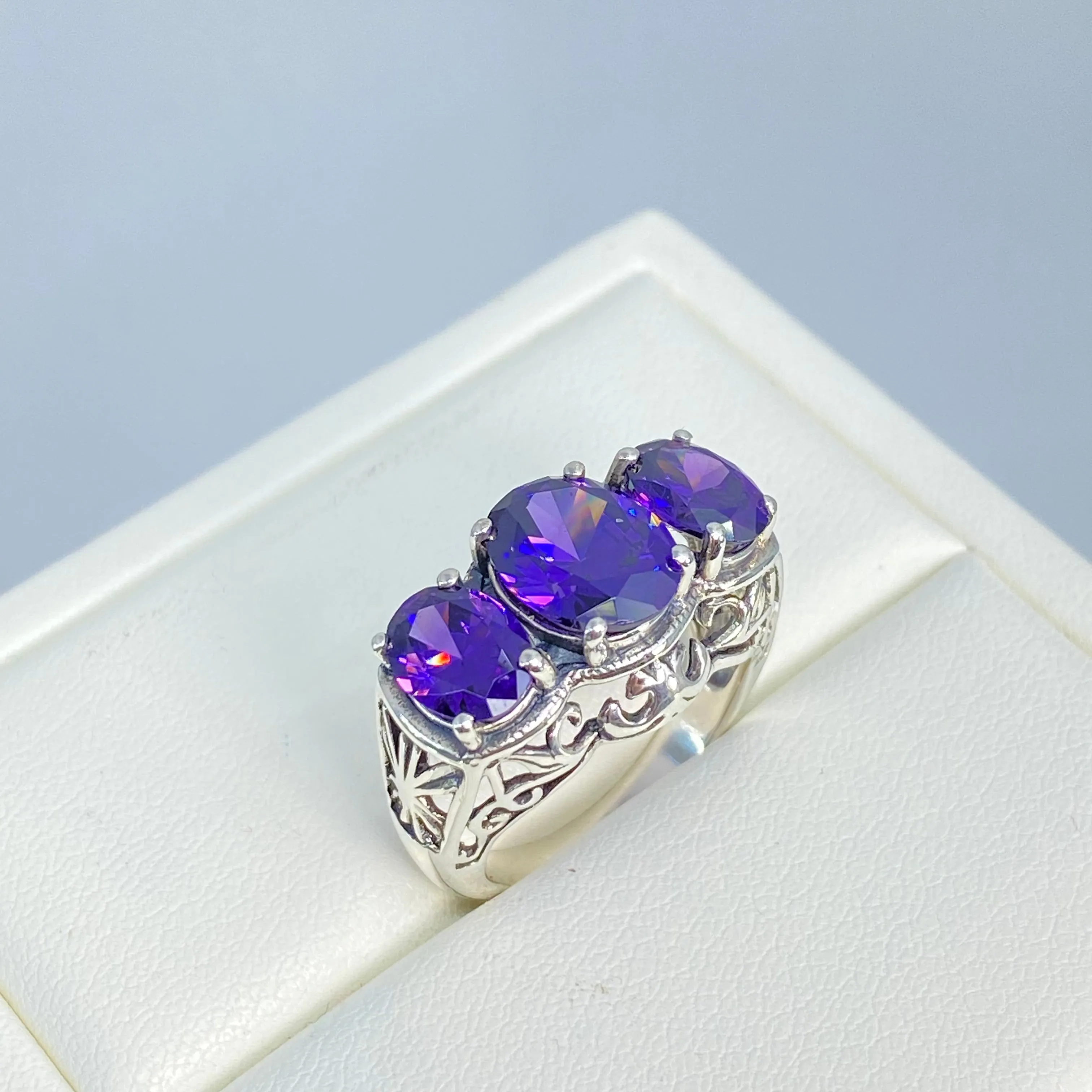 Amethyst CZ Ring, Size 6.5 Ring, Cocktail Ring, Art Deco Jewelry #D36 - Ready to Ship