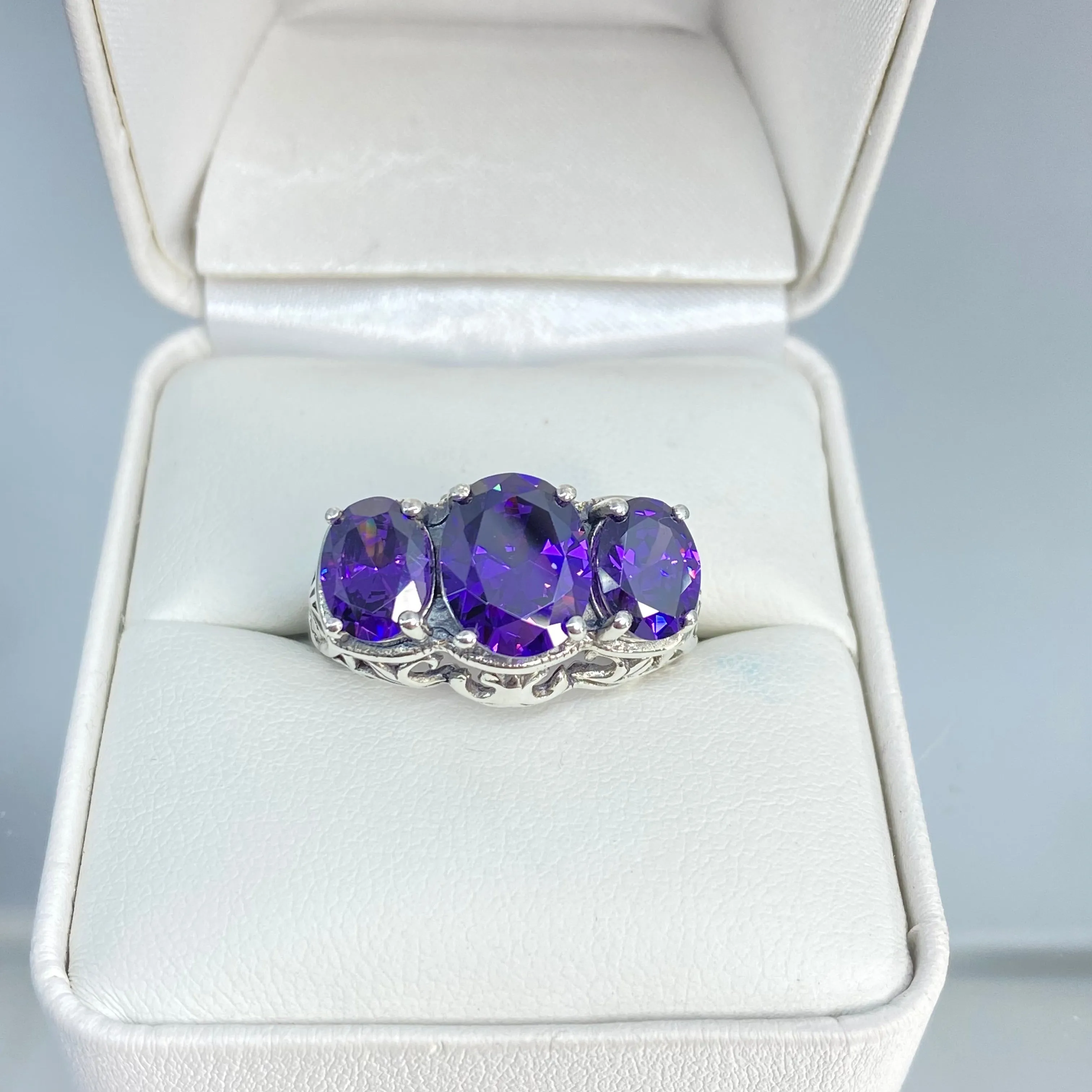 Amethyst CZ Ring, Size 6.5 Ring, Cocktail Ring, Art Deco Jewelry #D36 - Ready to Ship