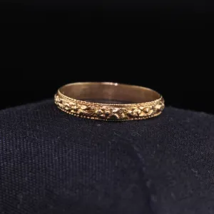 Antique Art Deco 10K Yellow Gold Engraved Baby / Midi Ring
