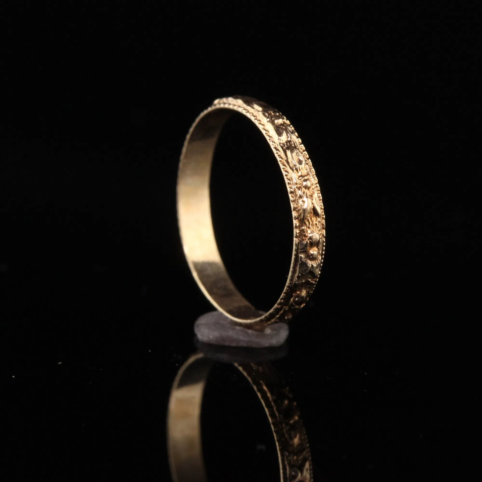 Antique Art Deco 10K Yellow Gold Engraved Baby / Midi Ring