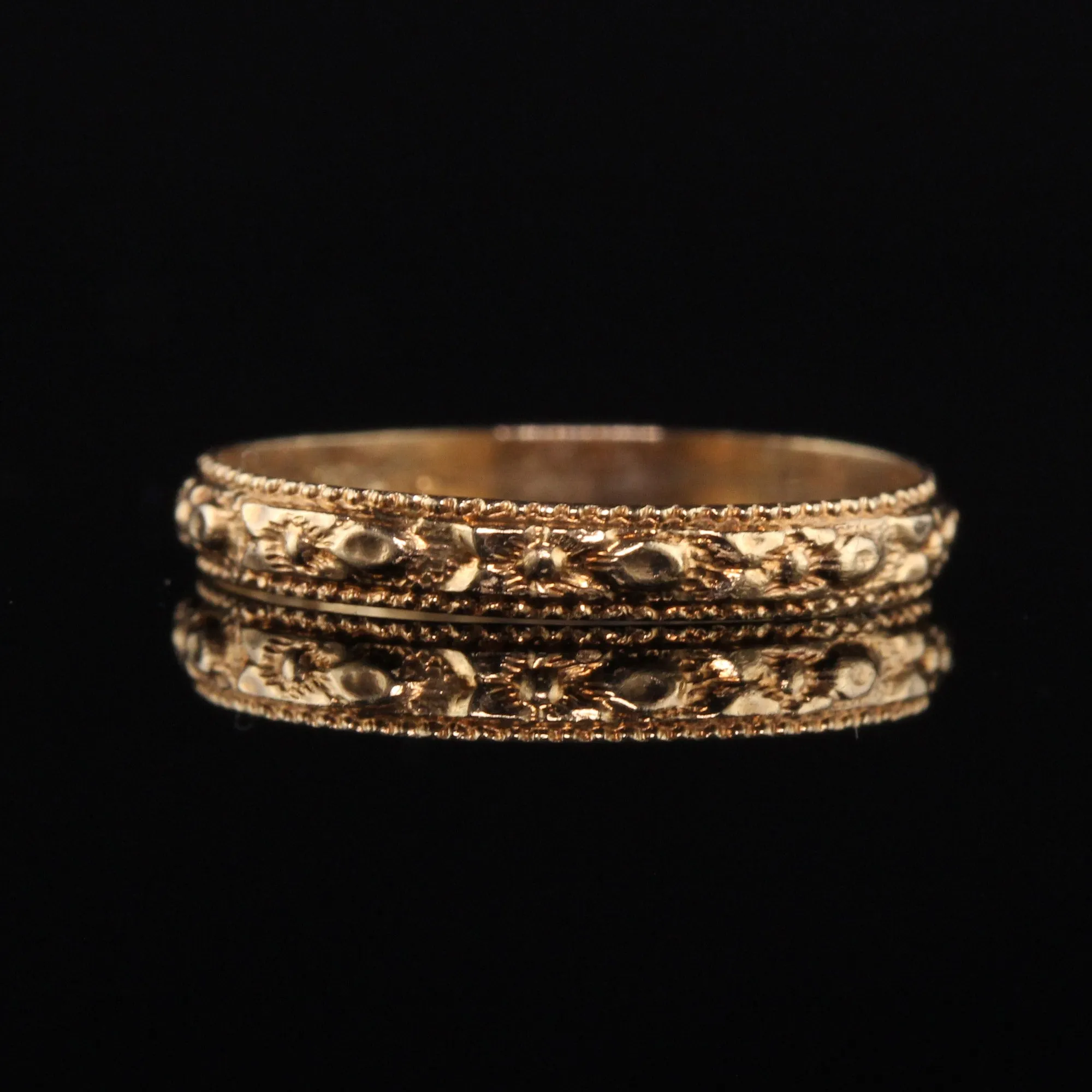 Antique Art Deco 10K Yellow Gold Engraved Baby / Midi Ring