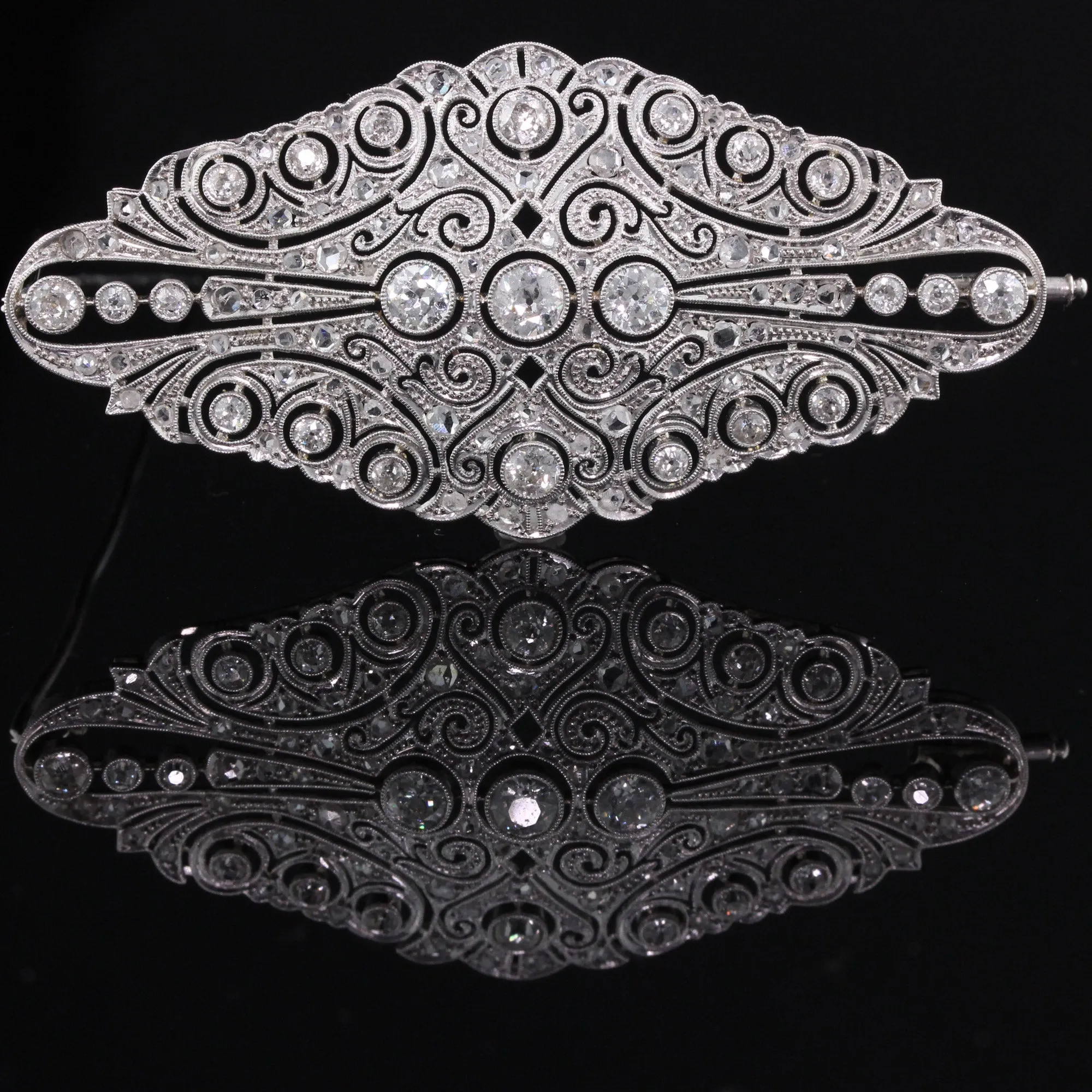 Antique Art Deco Platinum & Diamond Pin Brooch