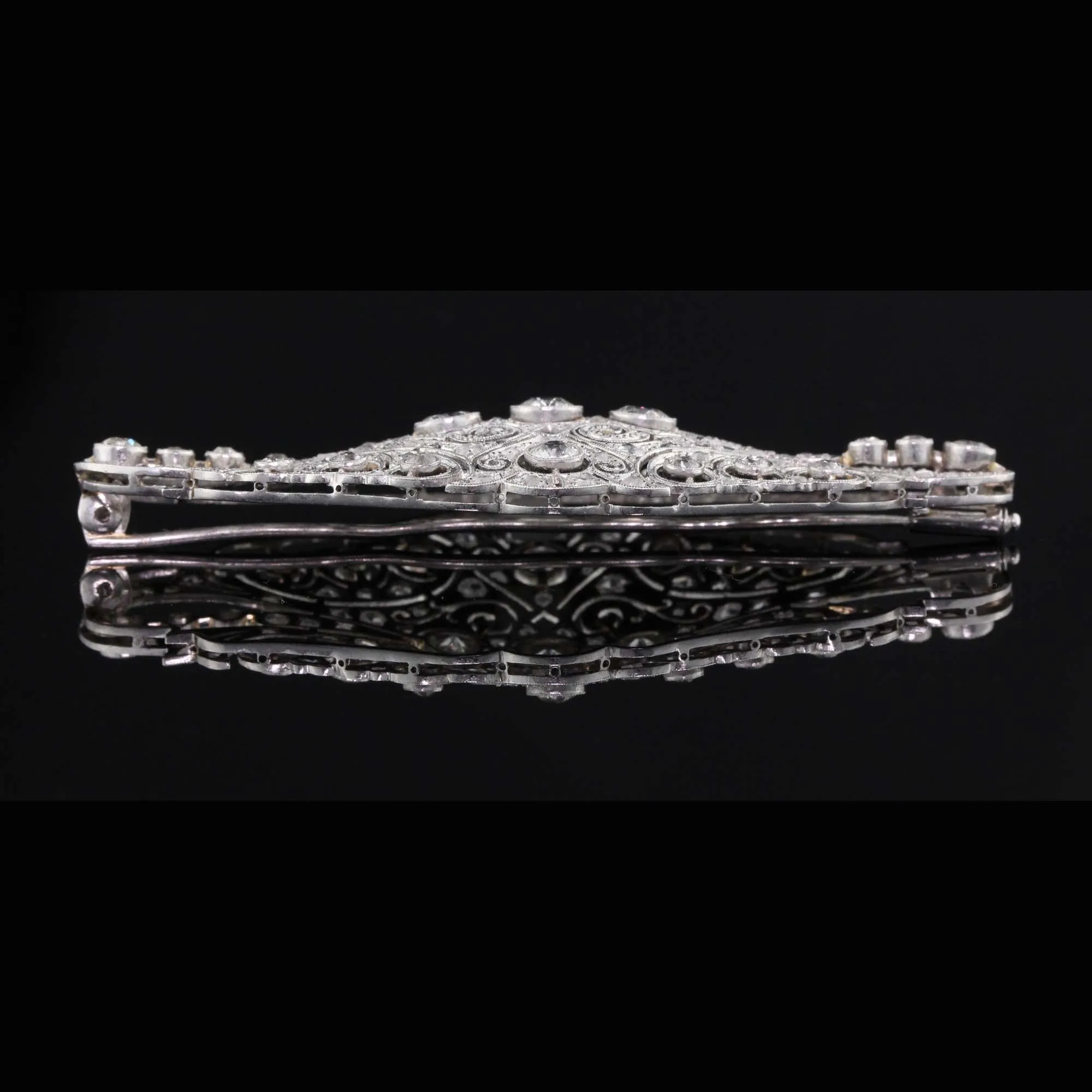 Antique Art Deco Platinum & Diamond Pin Brooch