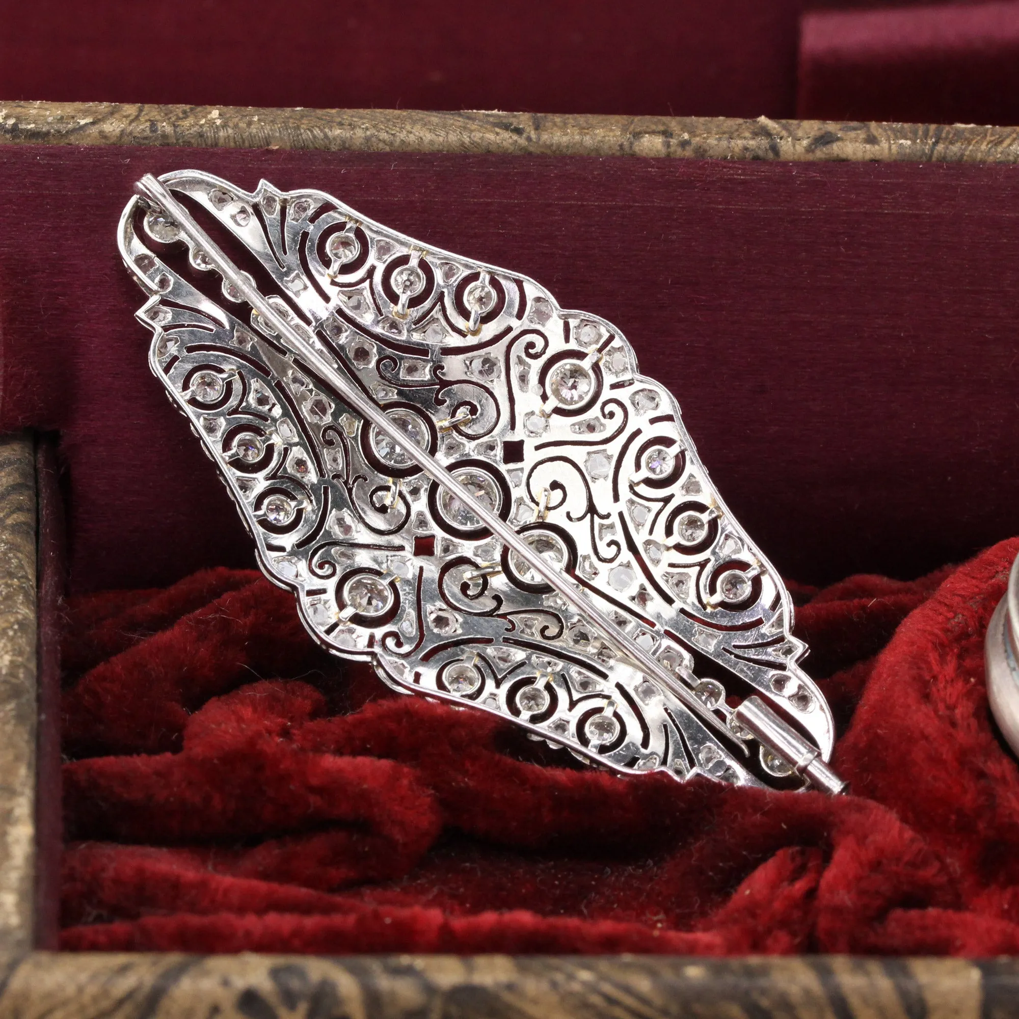 Antique Art Deco Platinum & Diamond Pin Brooch