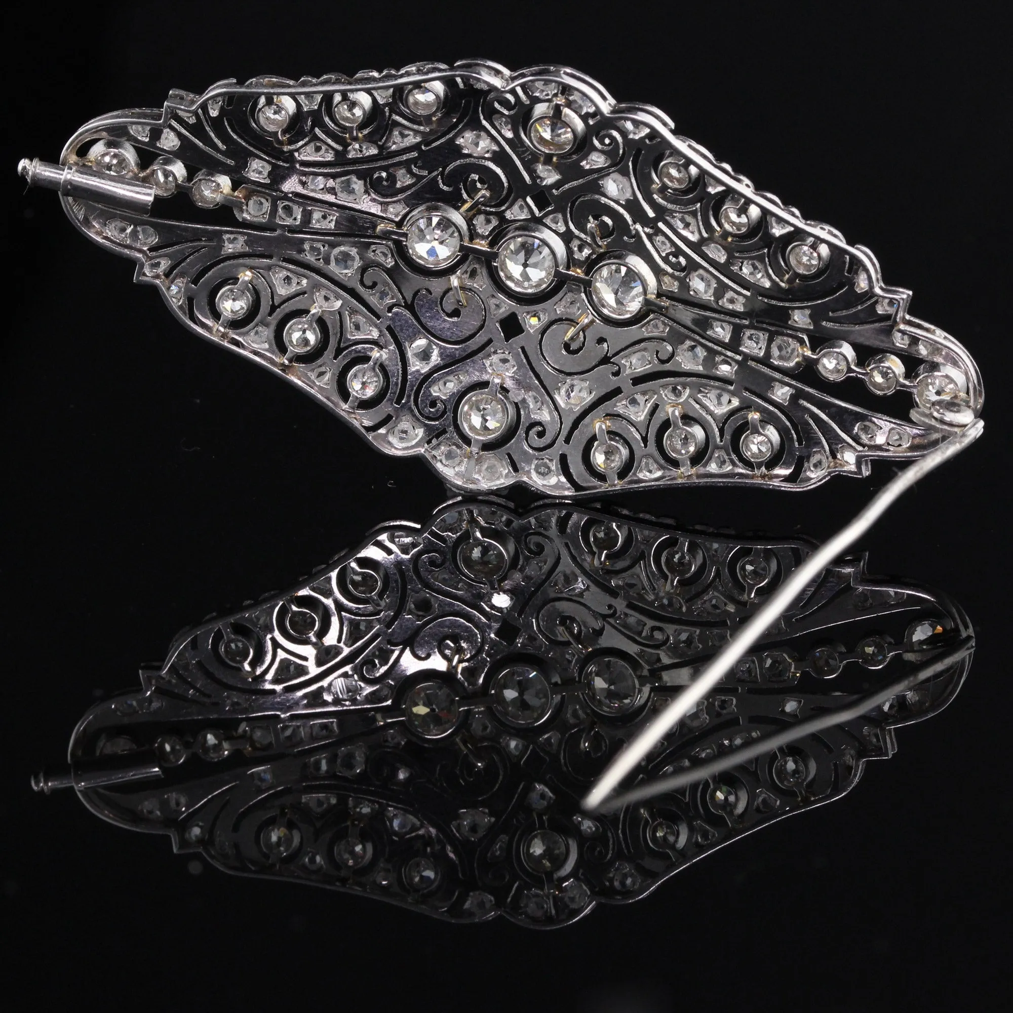 Antique Art Deco Platinum & Diamond Pin Brooch