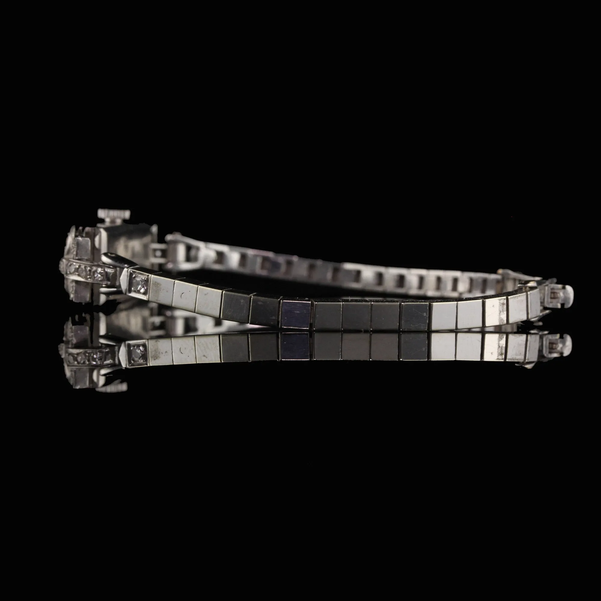 Antique Art Deco Platinum and 14K White Gold Diamond Watch