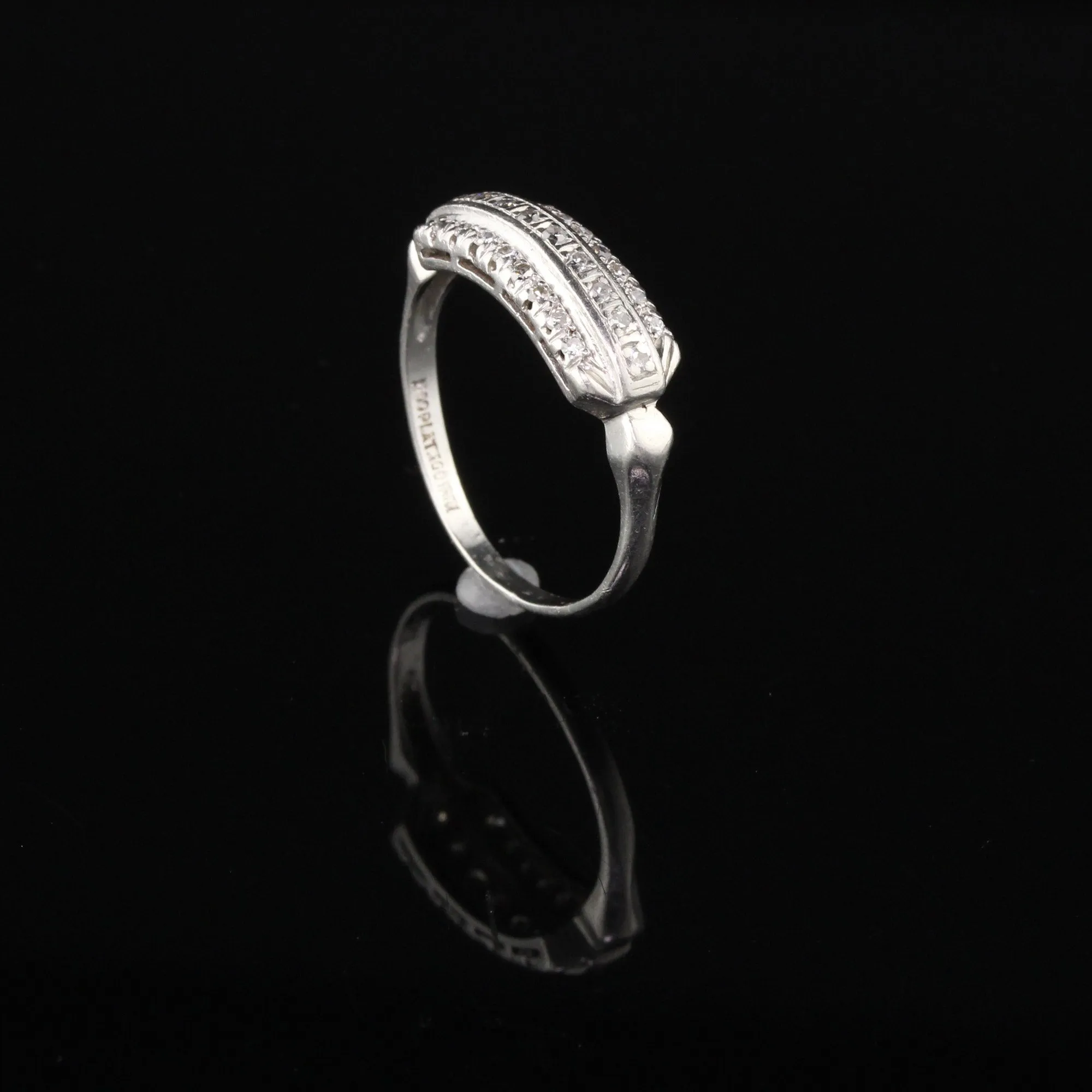 Antique Art Deco Platinum Diamond 3-Row Half Eternity Band