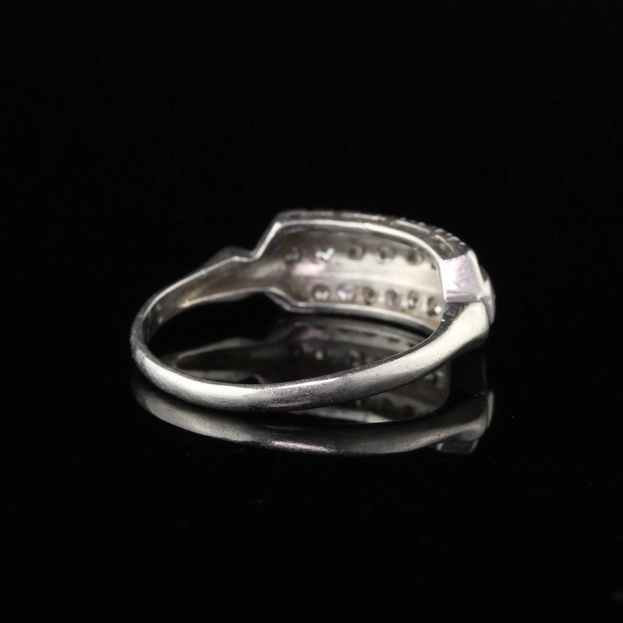 Antique Art Deco Platinum Diamond 3-Row Half Eternity Band