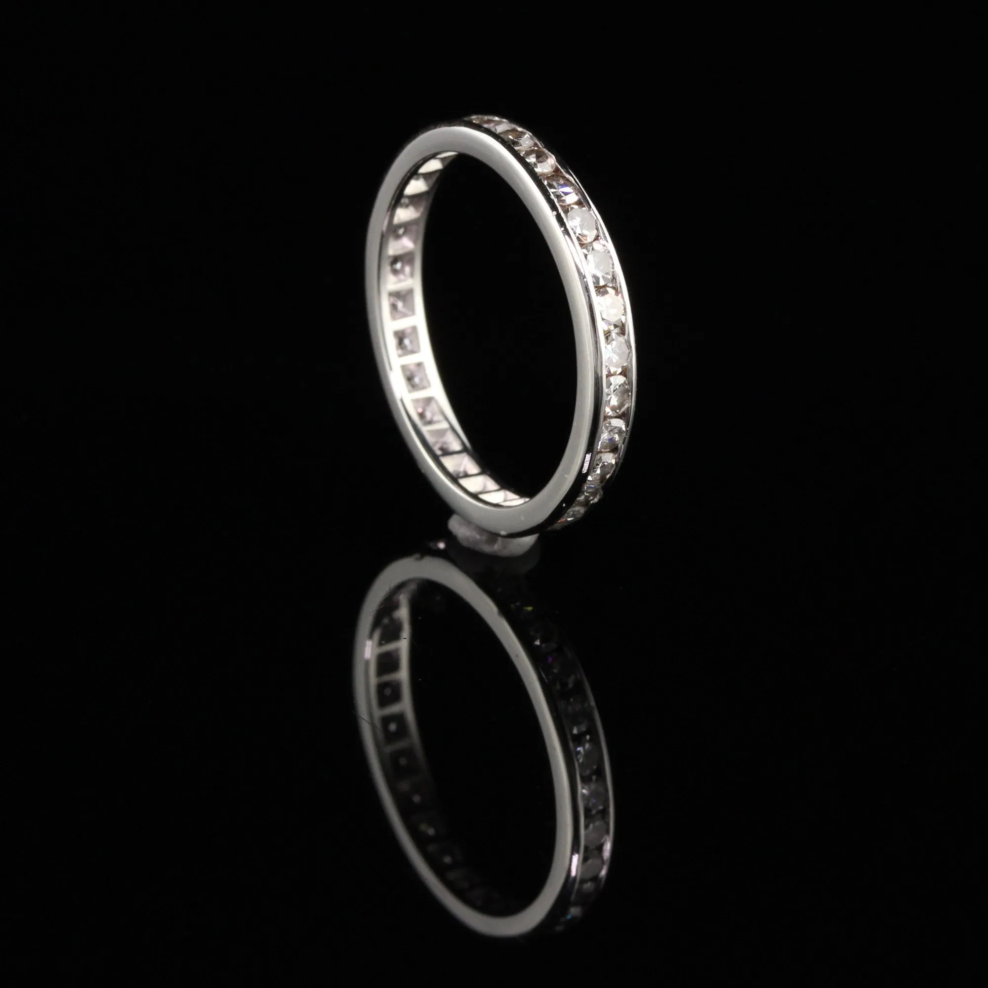 Antique Art Deco Platinum Diamond Single Cut Eternity Band - Size 8.5