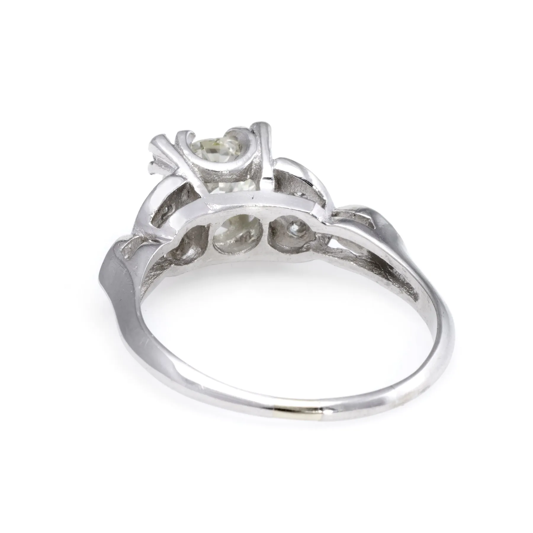 Antique Deco Diamond Platinum Engagement Ring Vintage Estate Bridal Jewelry