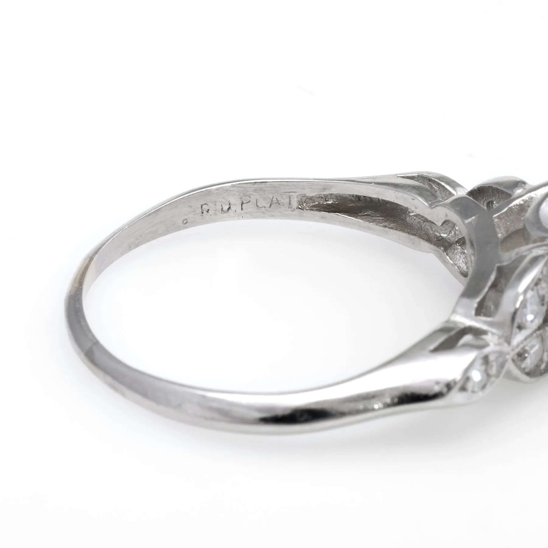Antique Deco Diamond Platinum Engagement Ring Vintage Estate Bridal Jewelry