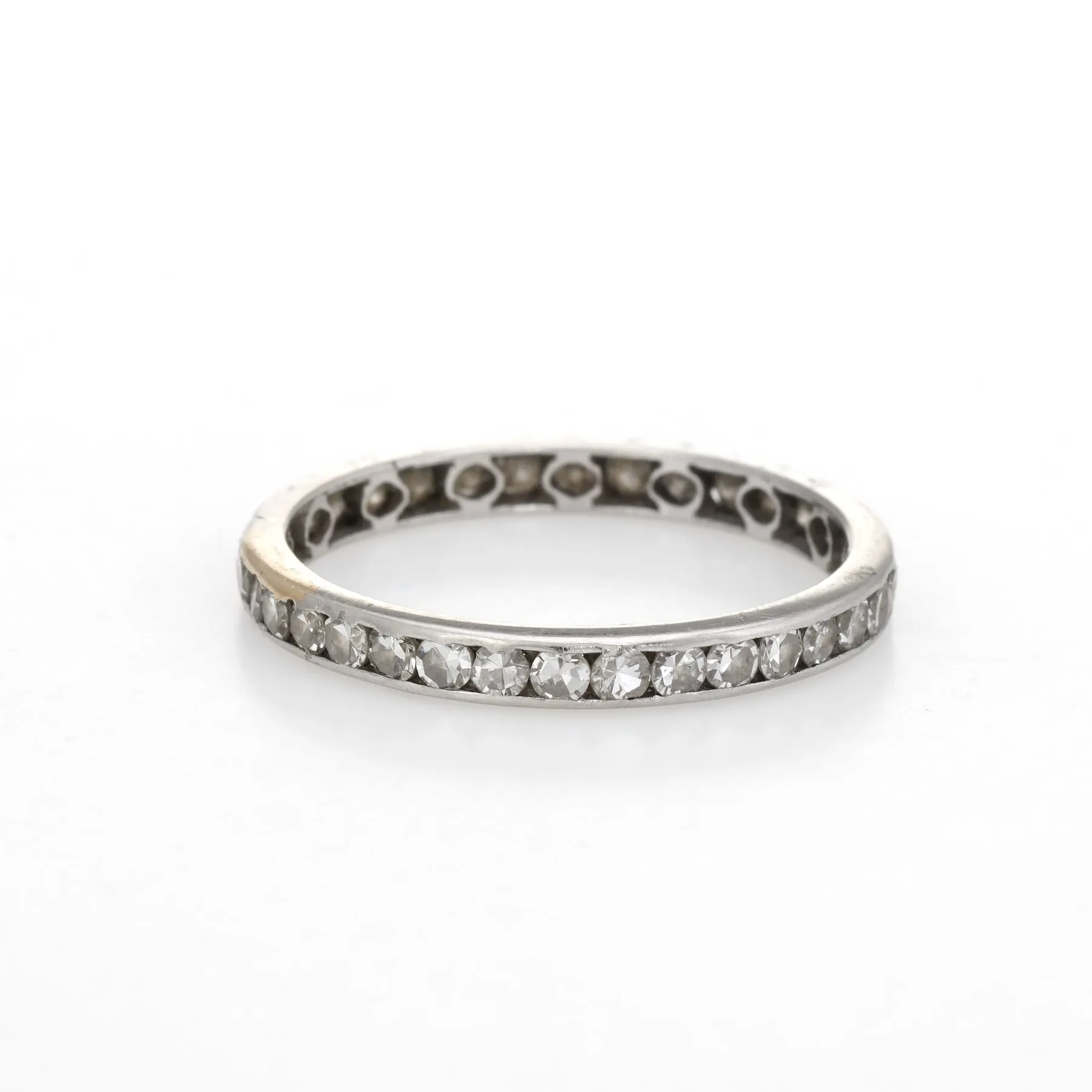 Antique Deco Sz 6 Diamond Eternity Ring Vintage Platinum Estate Fine Jewelry