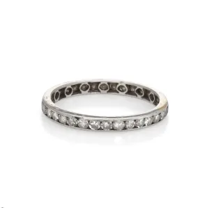 Antique Deco Sz 6 Diamond Eternity Ring Vintage Platinum Estate Fine Jewelry