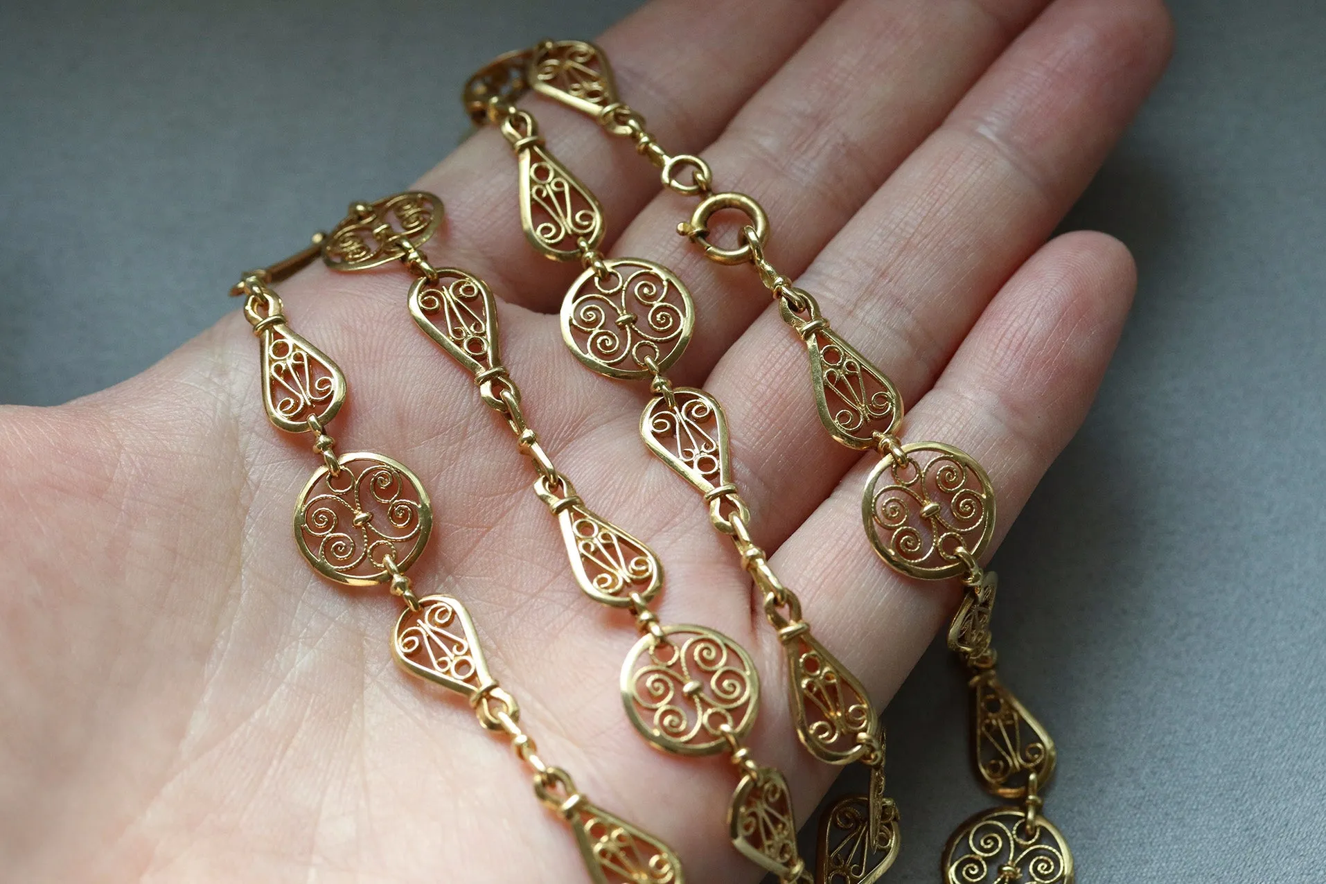 Antique French Filigree Sautoir Chain