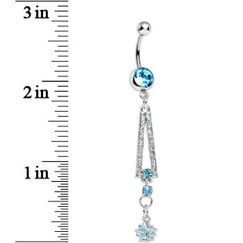 Aqua Gem Cosmopolitan Art Deco Triangle Dangle Belly Ring