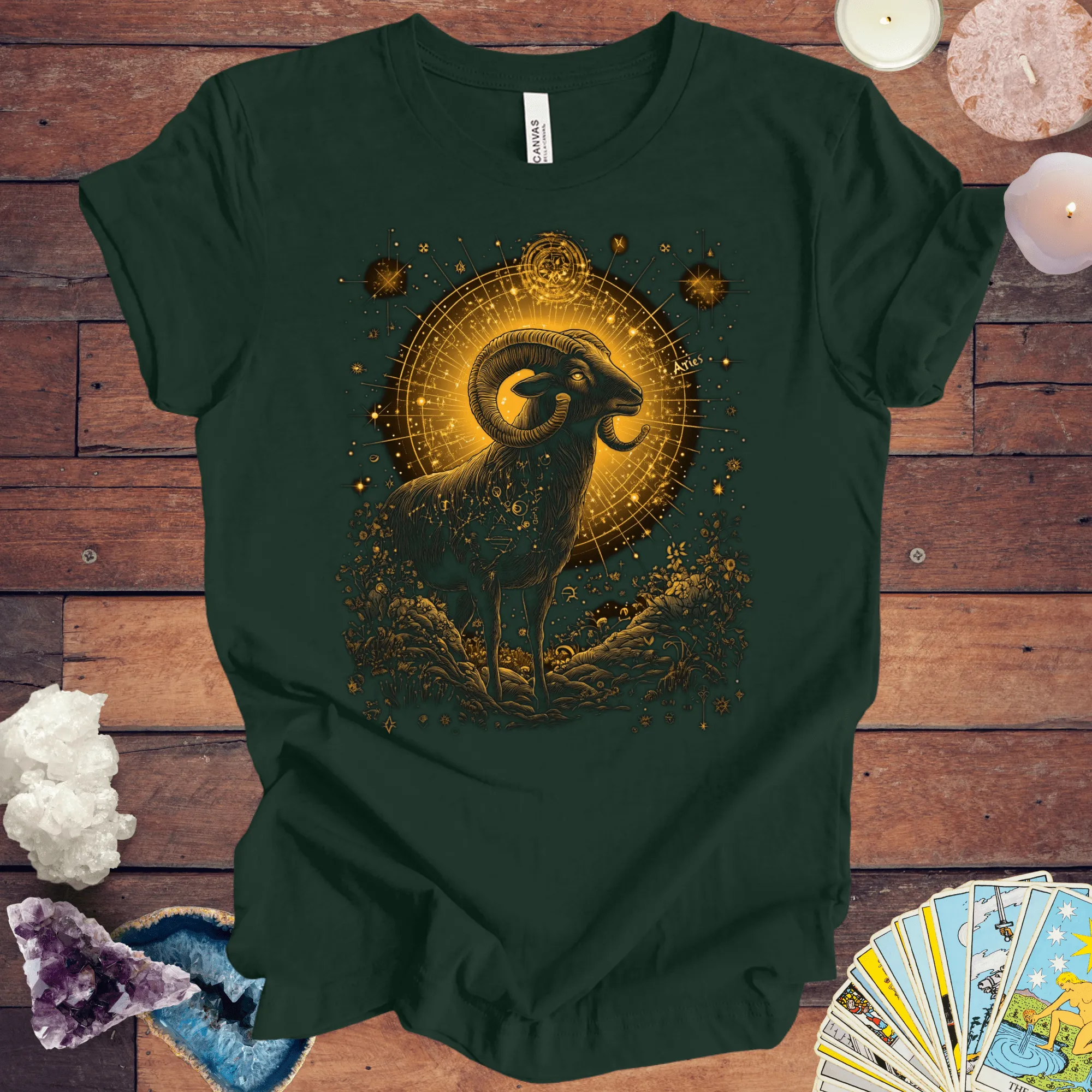 Aries Celestial Guardian Tarot Card T-Shirt