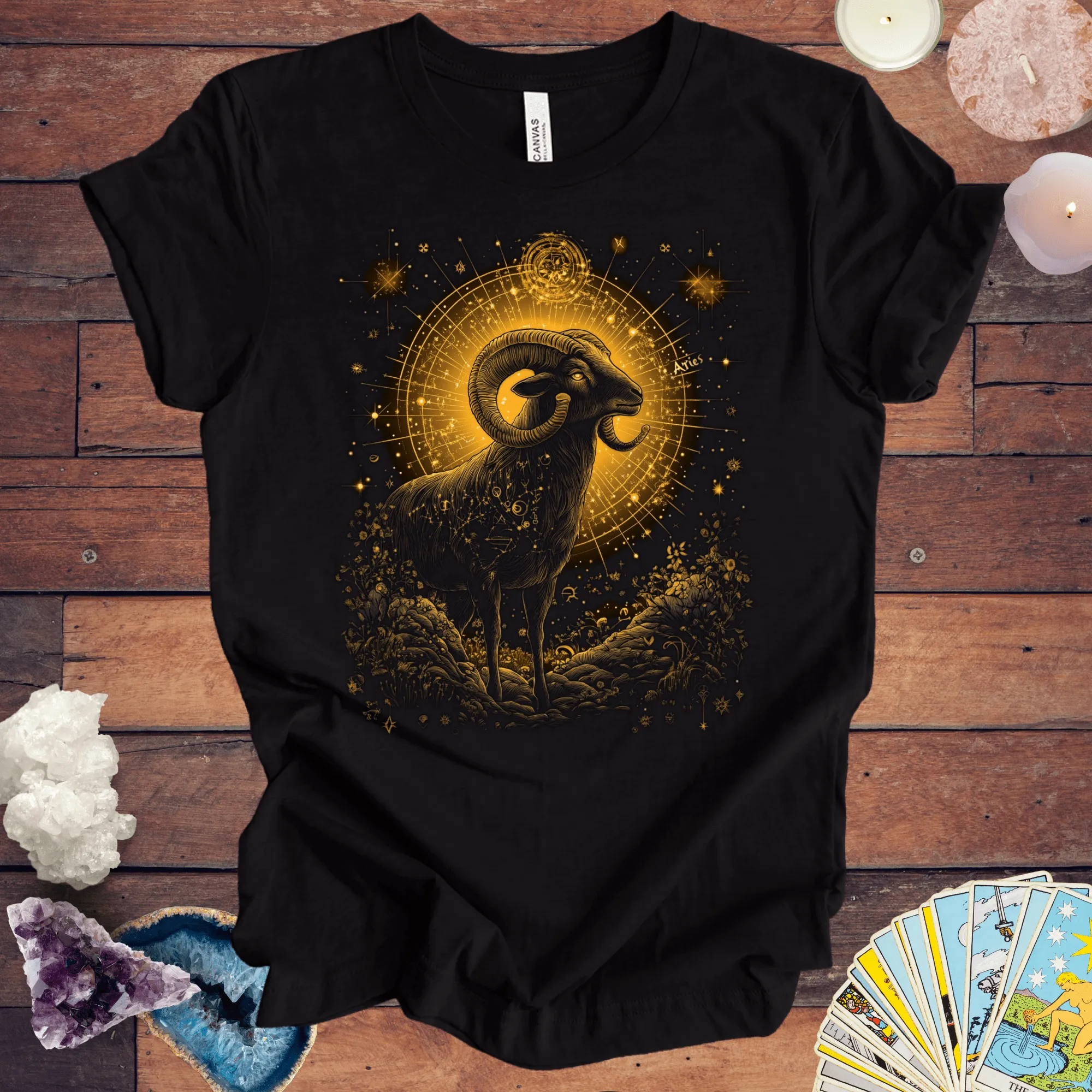 Aries Celestial Guardian Tarot Card T-Shirt