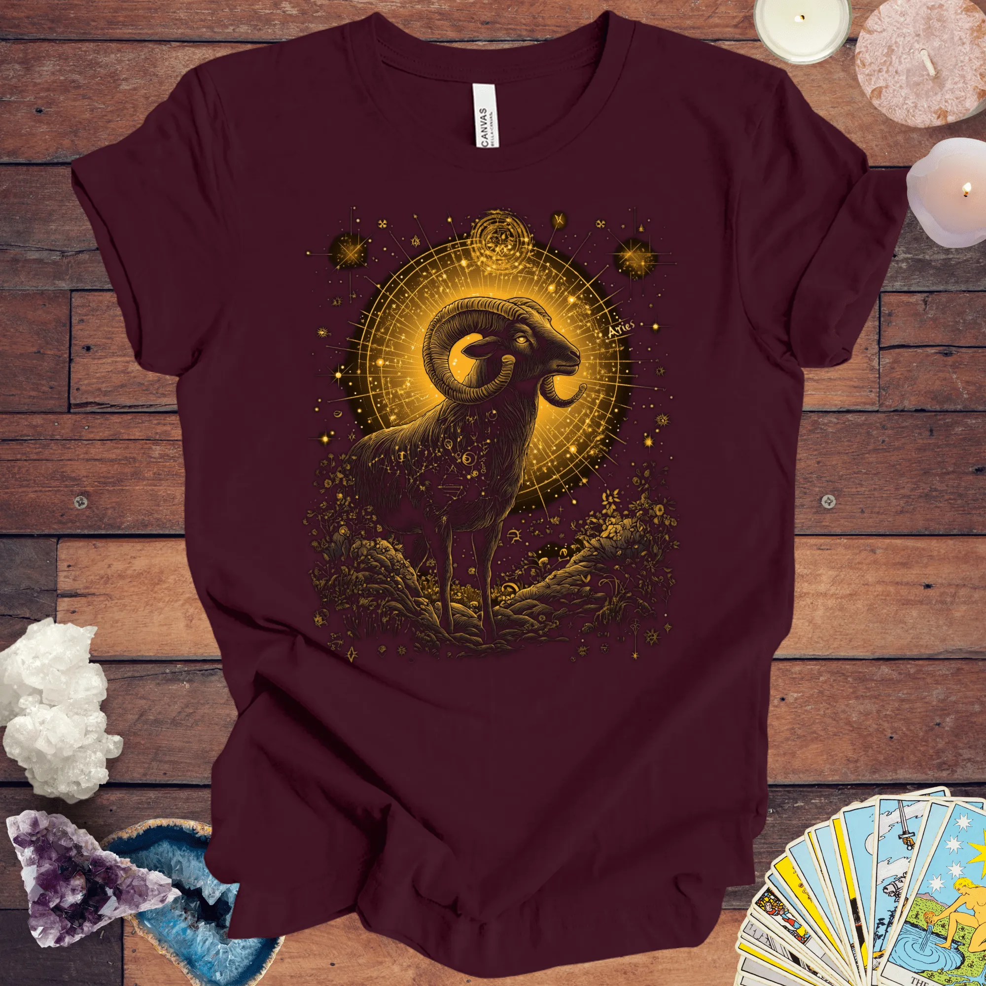 Aries Celestial Guardian Tarot Card T-Shirt