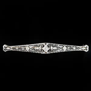 Art Deco 0.20 CTW Old Mine Cut Diamond Bar Pin