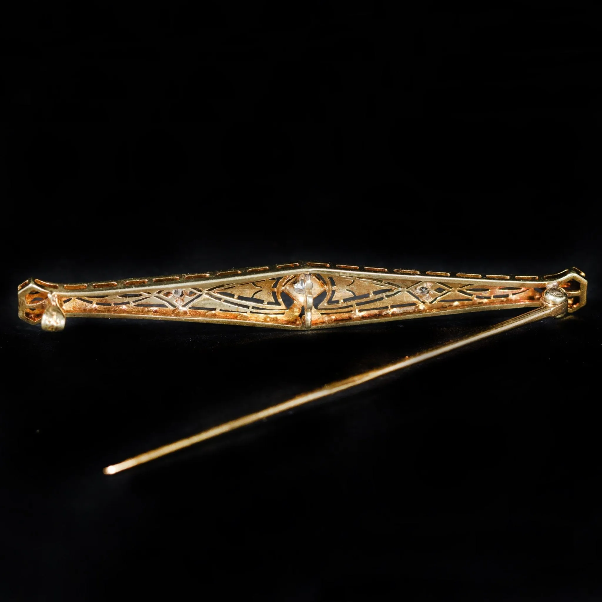 Art Deco 0.20 CTW Old Mine Cut Diamond Bar Pin