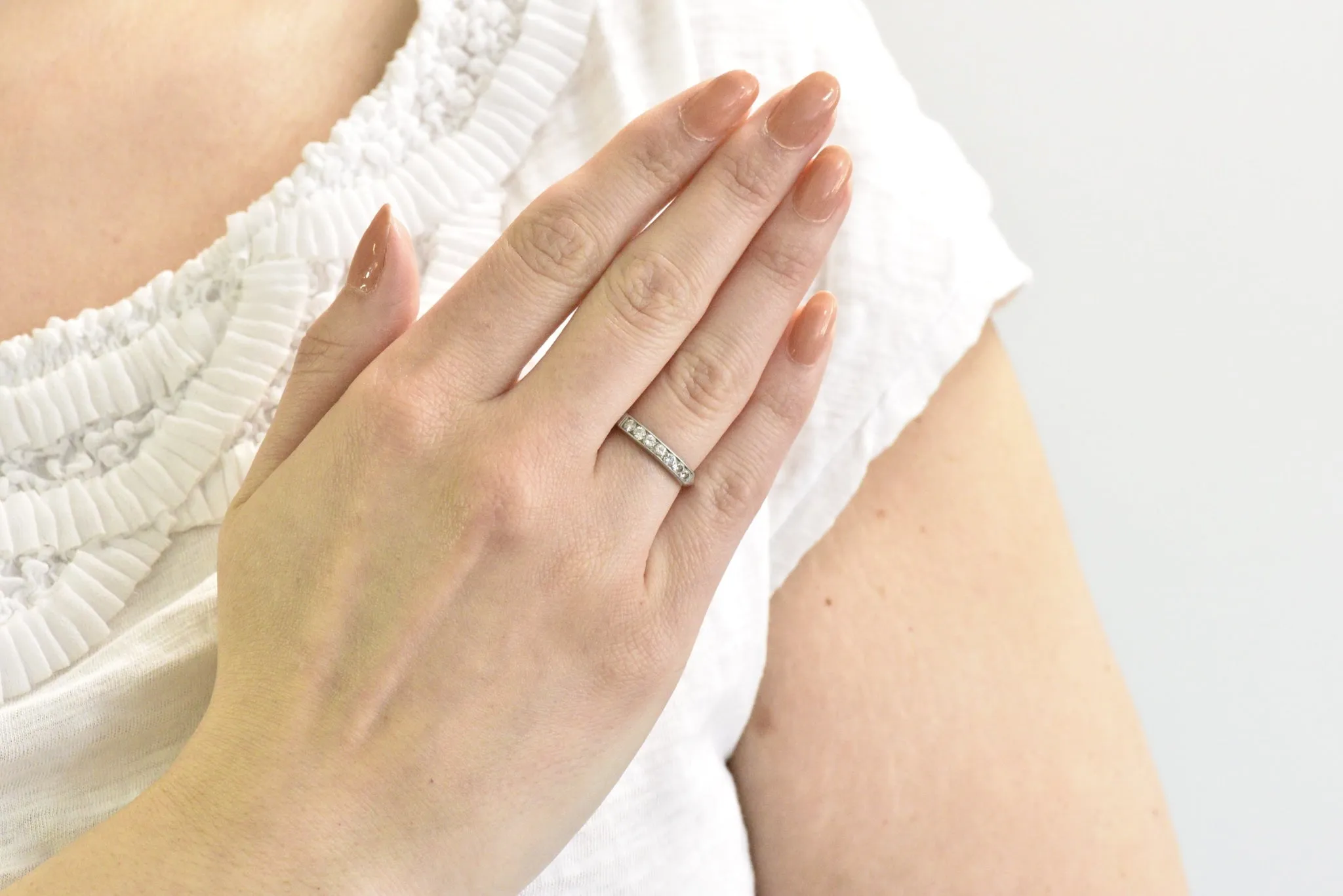 Art Deco 0.35 CTW Diamond Platinum Channel Anniversary Band Ring