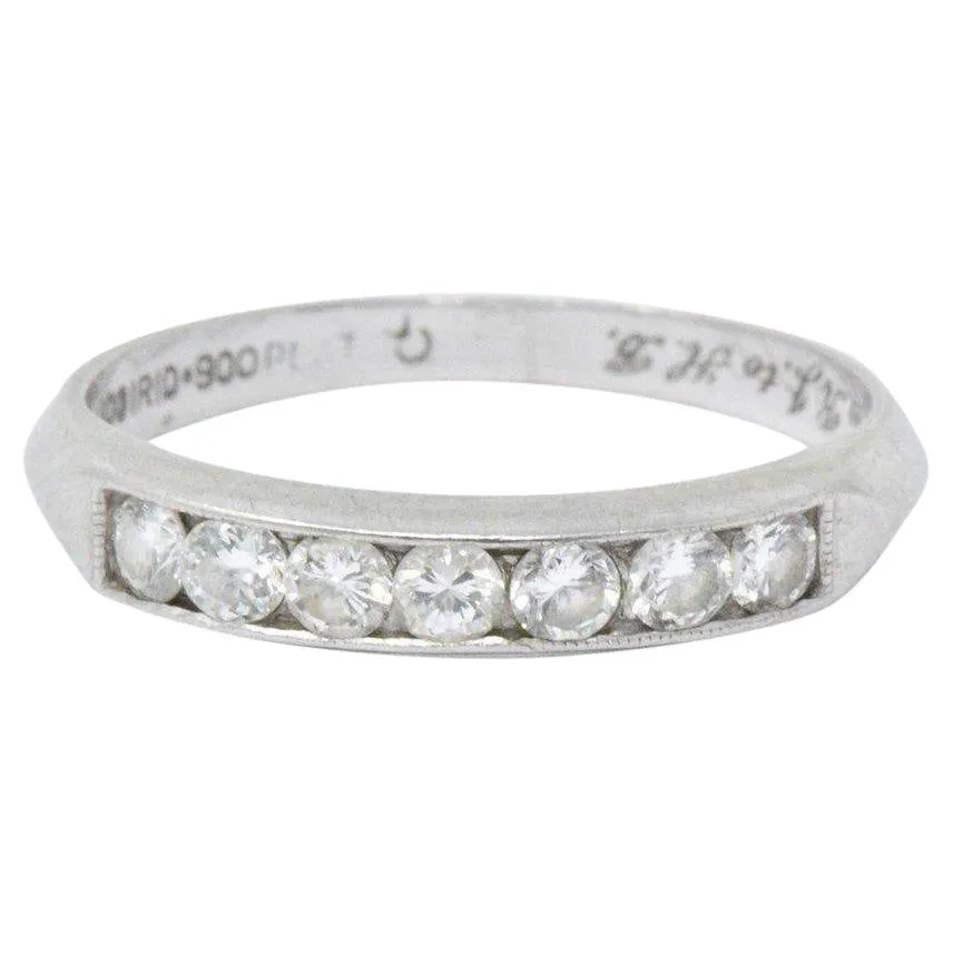 Art Deco 0.35 CTW Diamond Platinum Channel Anniversary Band Ring