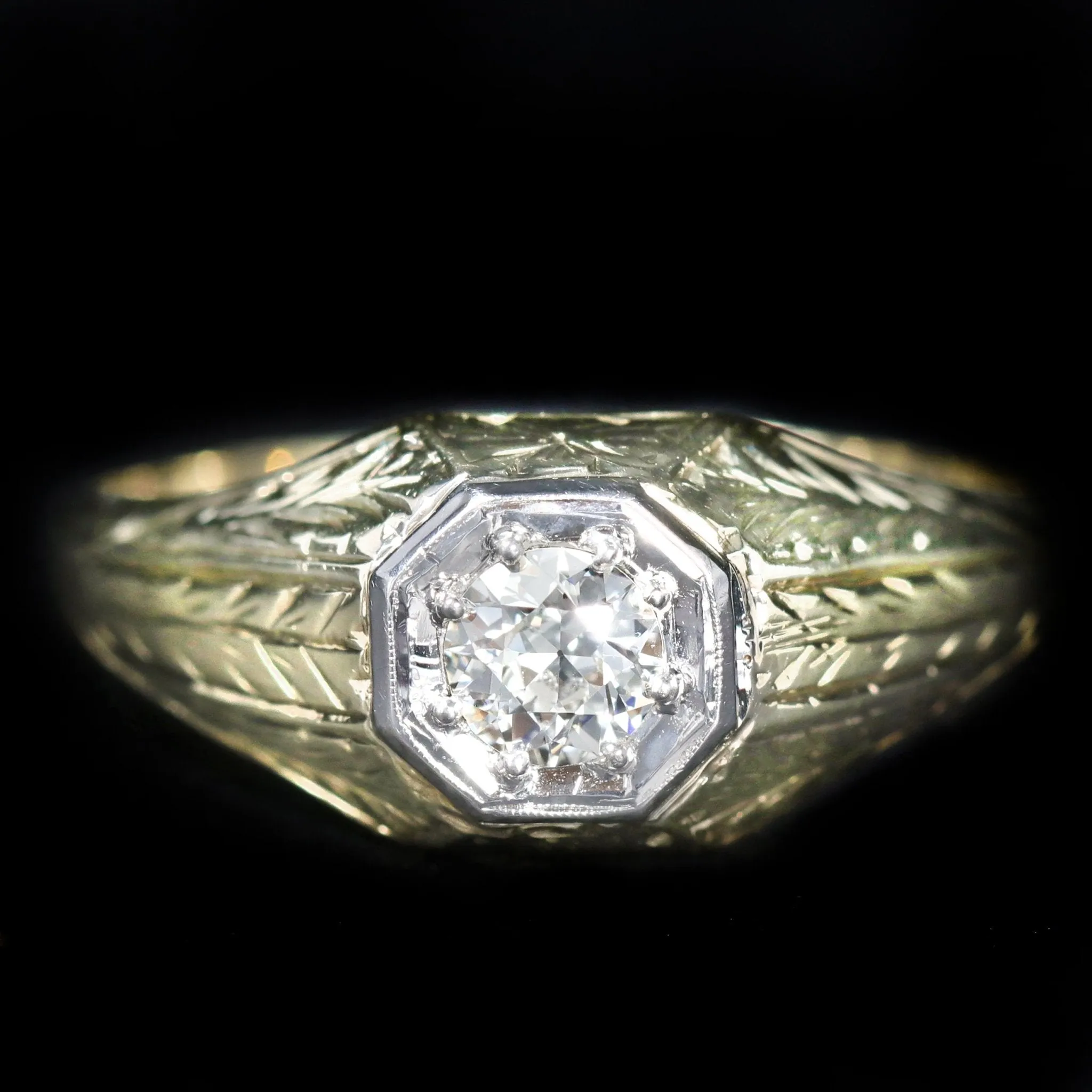 Art Deco 0.40 Carat Old European Cut Diamond Ring