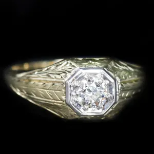 Art Deco 0.40 Carat Old European Cut Diamond Ring