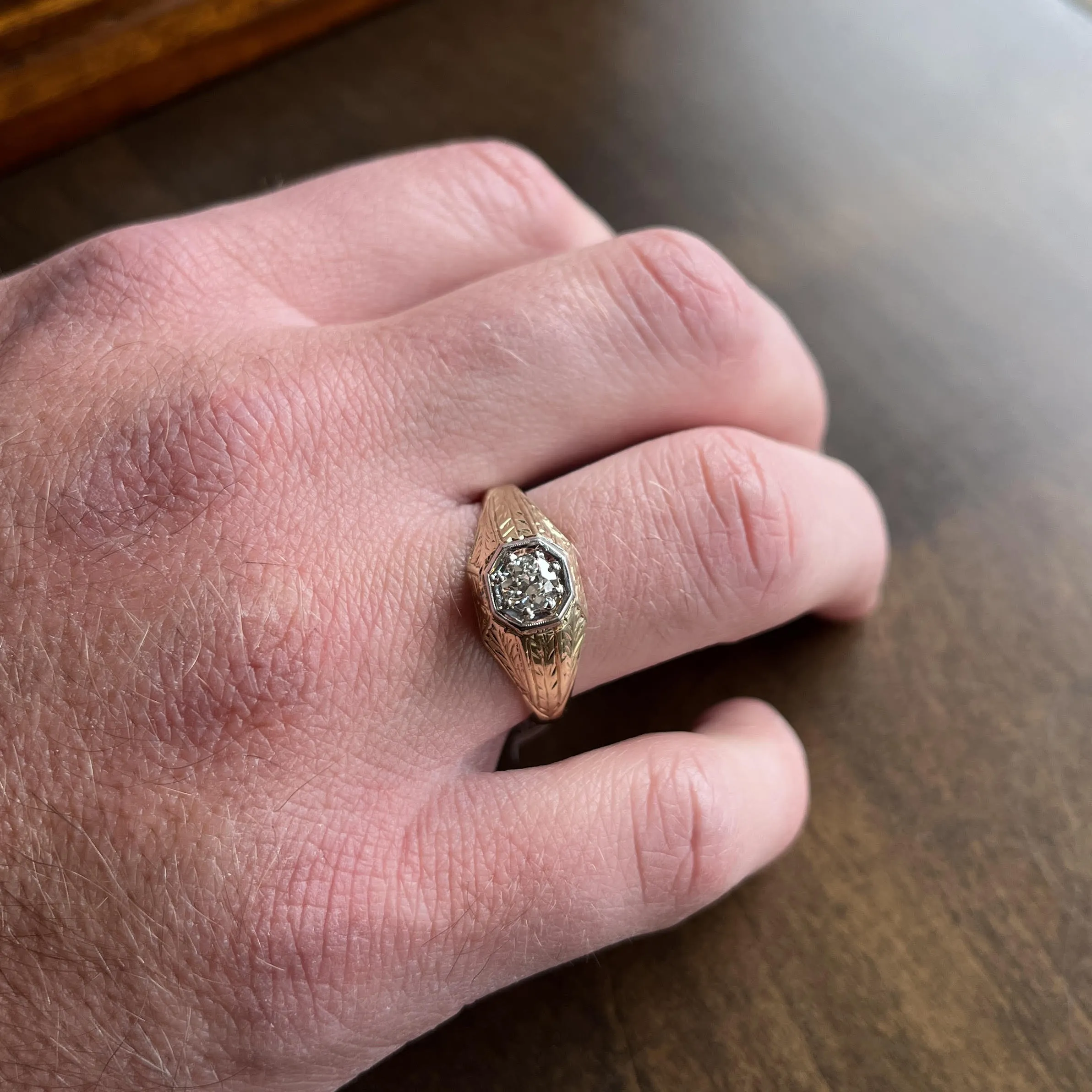 Art Deco 0.40 Carat Old European Cut Diamond Ring