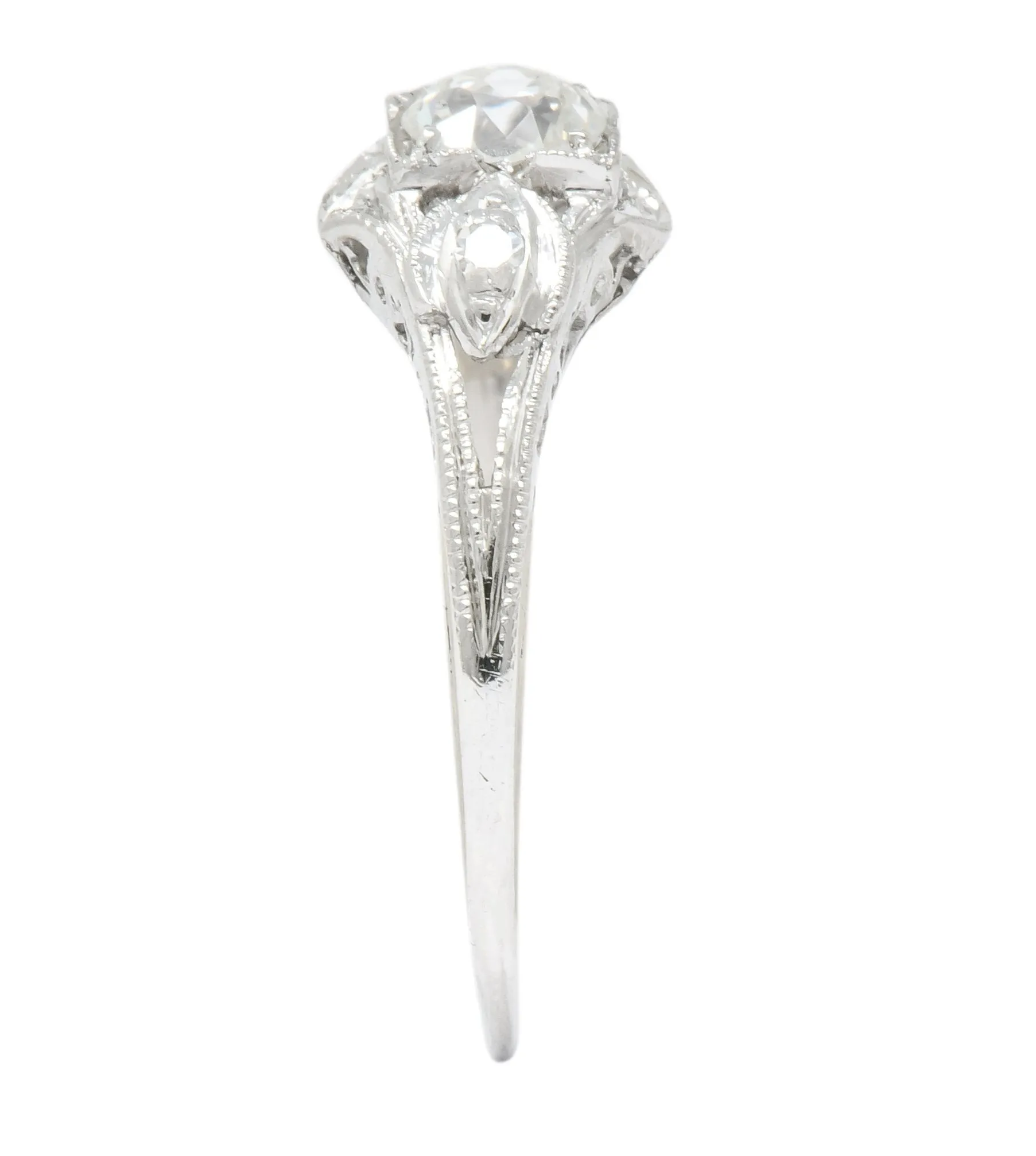 Art Deco 0.49 CTW Old European Diamond Platinum Engagement Ring